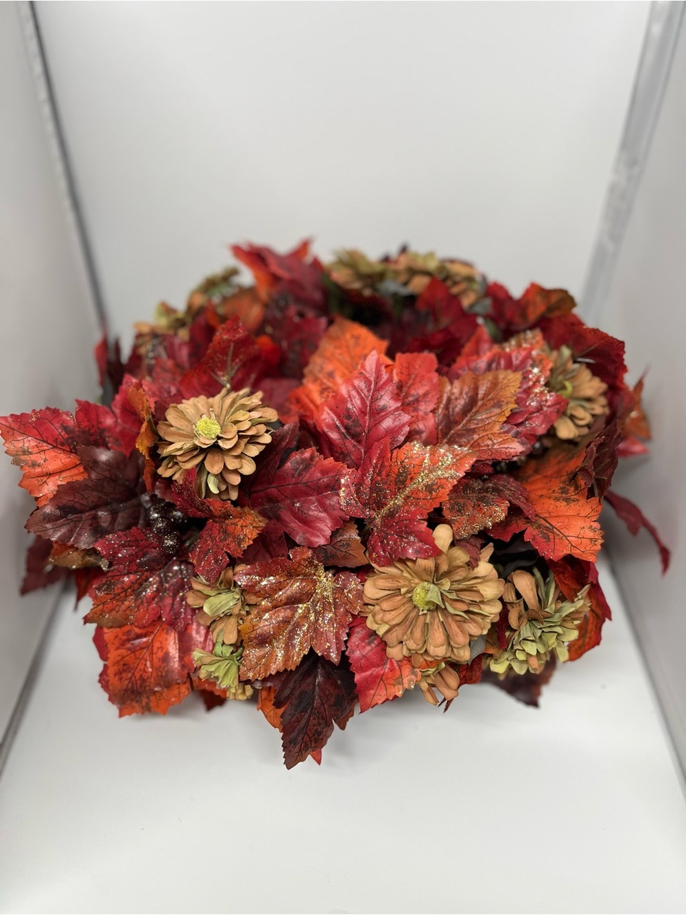 Autumn Faux Maple Leaf and Floral Centerpiece